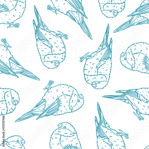 Pretty sketched seamless pattern made of hand drawn cute bullfinches.