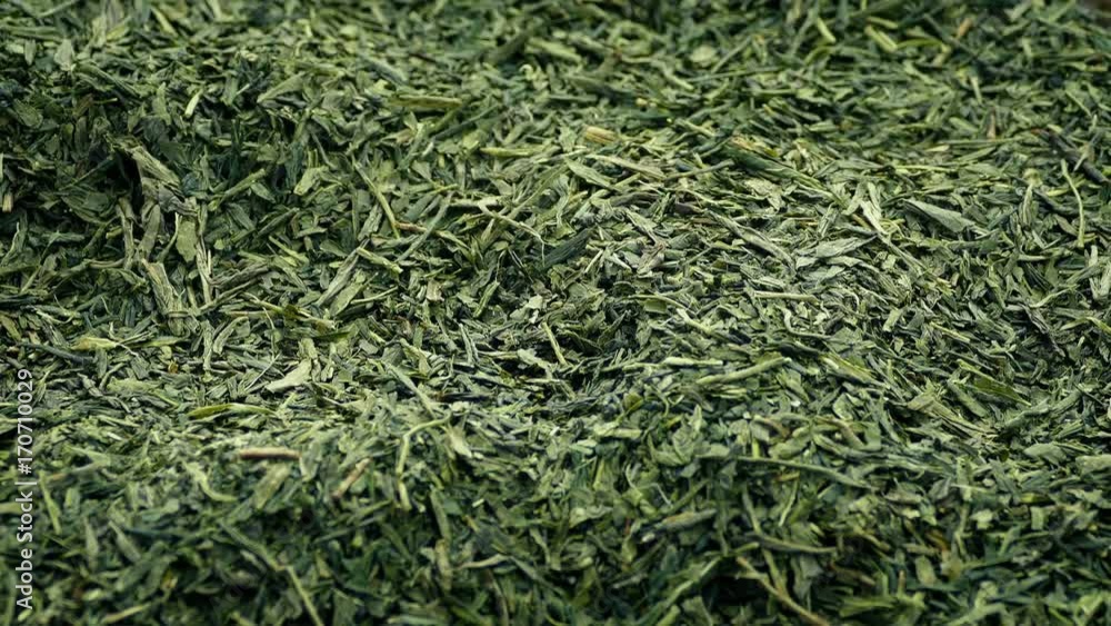 Green Tea Leaves Rotating Slowly Green Tea Leaves Rotating Slowly
