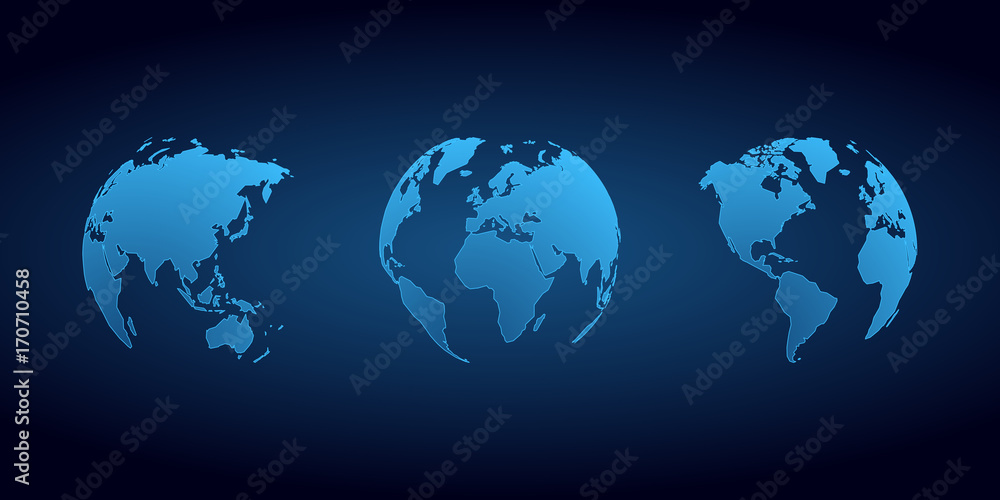 blue globes 3D vector set