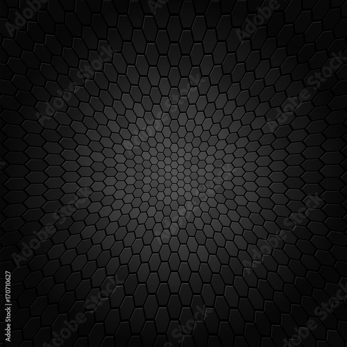 curved hexagonal black texture background