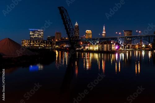 Blue / Golden Hour / Sunset - Cleveland, Ohio Skyline with Bridges © Sherman Cahal