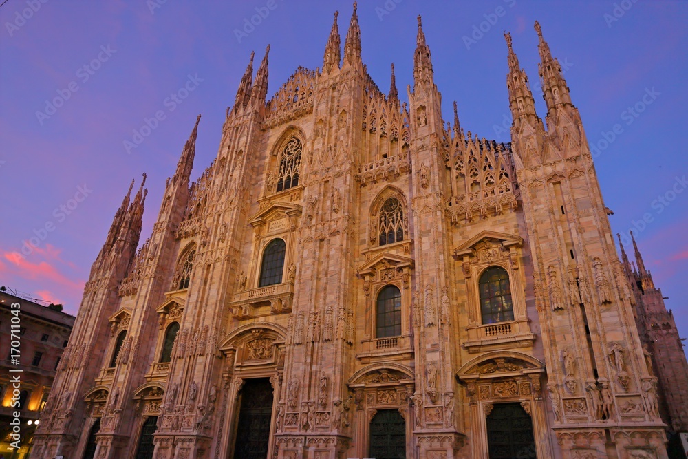 The famous Milan Cathedral (Duomo di Milano) in Milan, Italy.