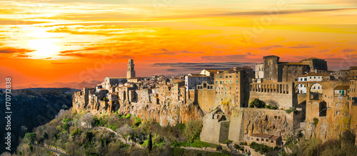 Photography Italy Tuscany Pitigliano 10K Panorama of Medieval Town Built on Tuff Rocks in Gr