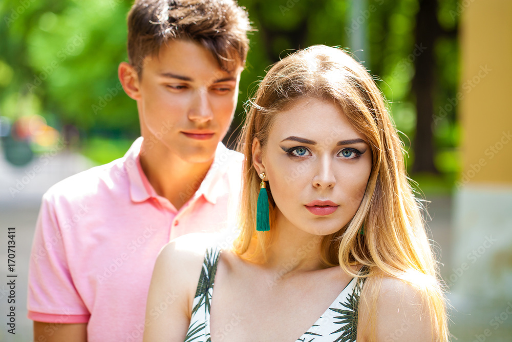 Two lovers, Portrait of a young beautiful couple Two lovers, Portrait of a young beautiful couple