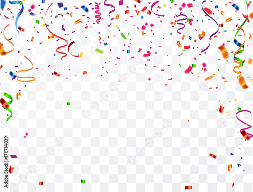 Colorful celebration background with confetti.