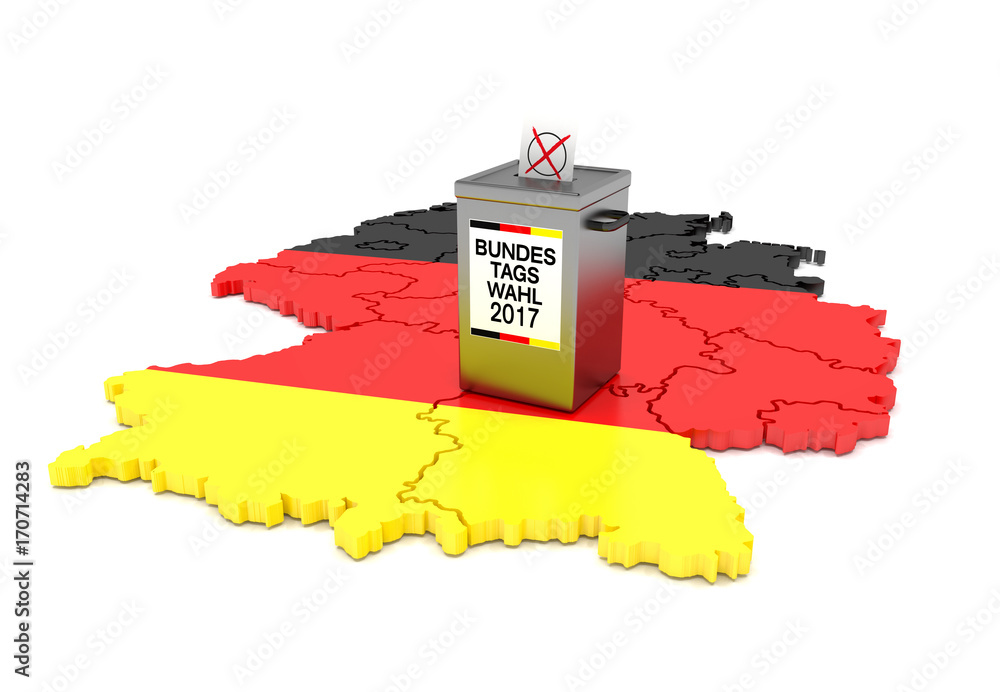 Bundestagswahl 2017 - Wahlurne Mit Stimmzettel Und Deutschlandkarte ...