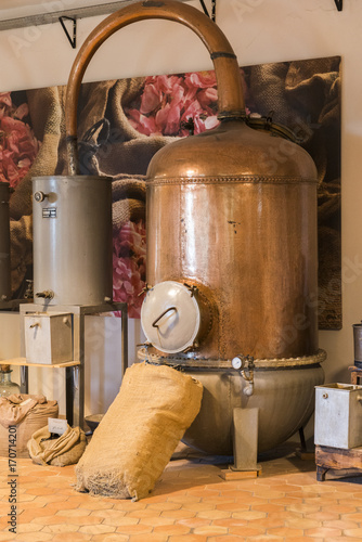 Perfume making equipment in the Fragonard perfume factory in Grasse, Cote d'Azur, France photo