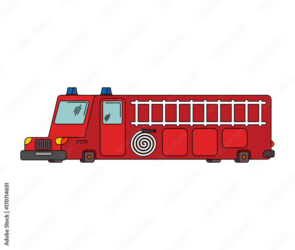 Fire engine car cartoon style. Big red car vector illustration Fire engine car cartoon style. Big red car vector illustration