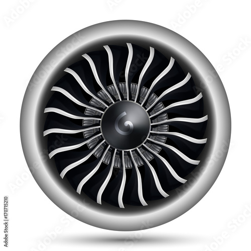 Realistic 3D turbo-jet engine of airplane vector illustration