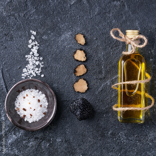 Truffle mushroom with oil and salt photo