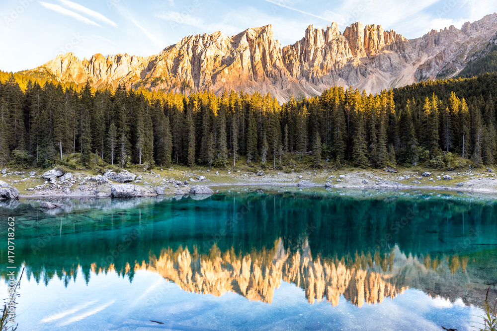 Lake Carezza (Karersee, Dolomites, Italy) Lake Carezza (Karersee, Dolomites, Italy)