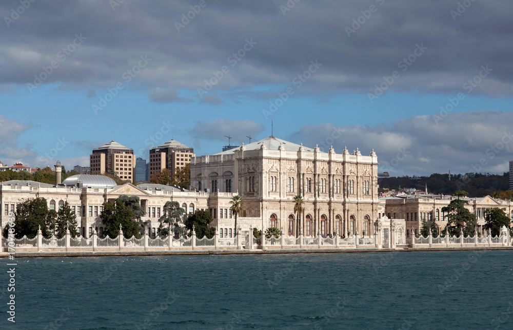 Dolmabahce Palace view from Bosphorus in Istanbul, Turkey