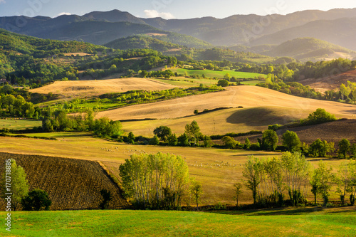 Stunning beautiful landscape view of Tuscany fields at Barberino di Mugello in the Italian region Tuscany in summer photo