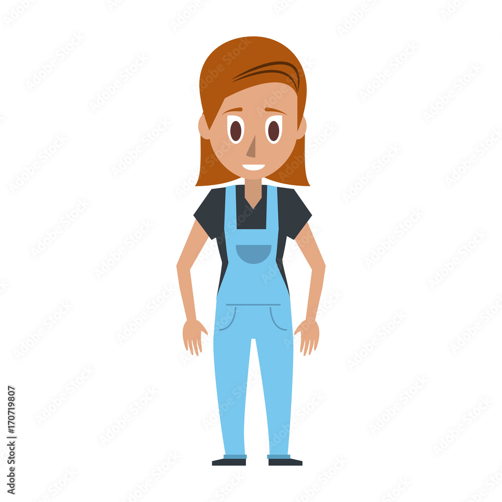 young woman wearing overall icon image vector illustration design young woman wearing overall icon image vector illustration design
