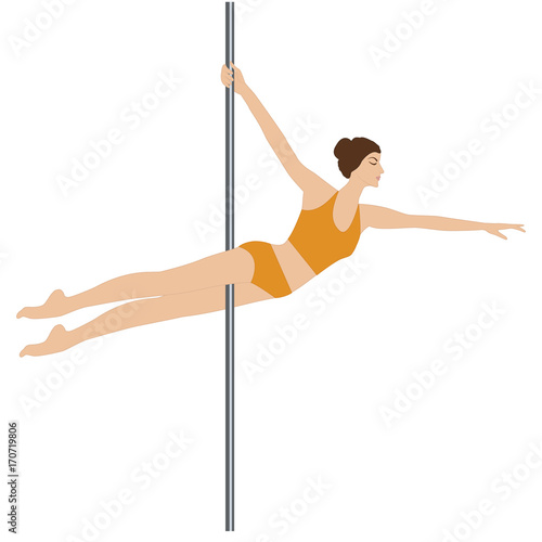 Fitness pole - woman - isolated on white background - art creative illustration vector