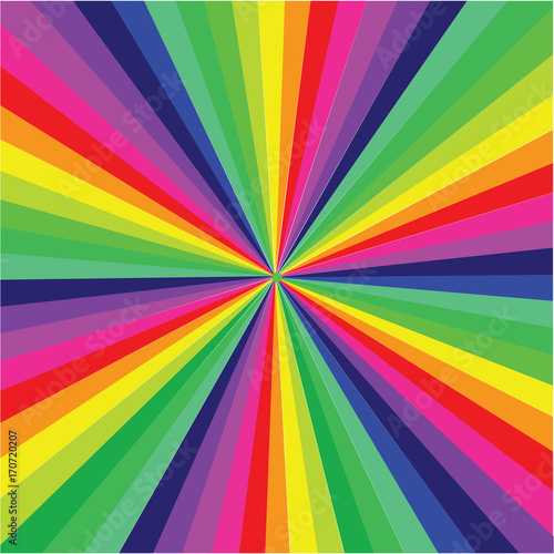 Rainbow background - spectral rays emanating from the center of the square -Art creative vector.