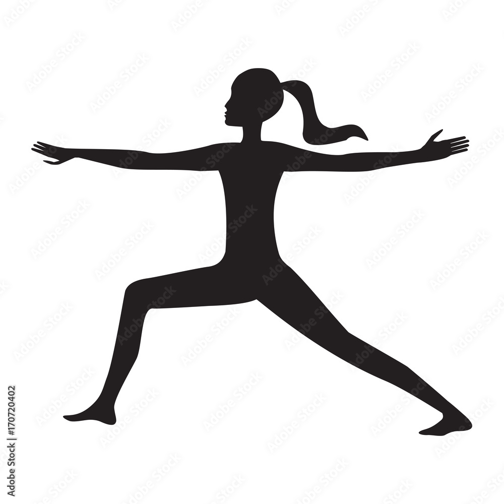 Silhouette of a girl - yoga - meditation -hands aside - isolated on white background - art vector Silhouette of a girl - yoga - meditation -hands aside - isolated on white background - art vector