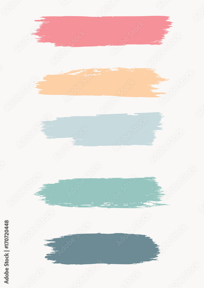 Set - watercolor brush strokes in grunge style - pastel shades on white background - isolated - art creative modern abstract vector
