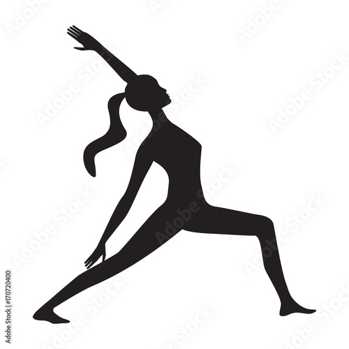 Silhouette of woman - yoga - stretching exercise - isolated on white background - art vector
