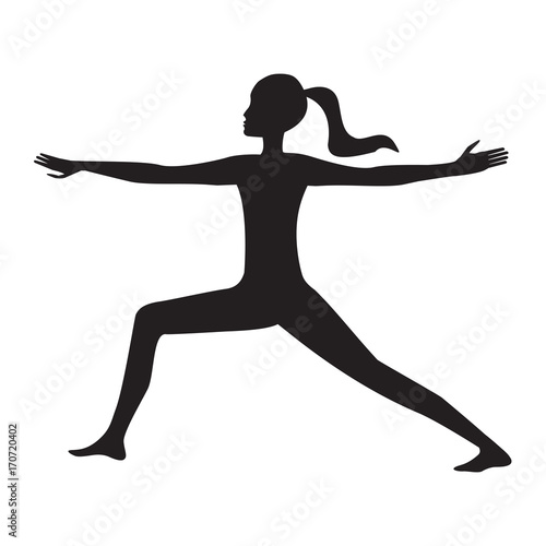 Silhouette of a girl - yoga - meditation -hands aside - isolated on white background - art vector