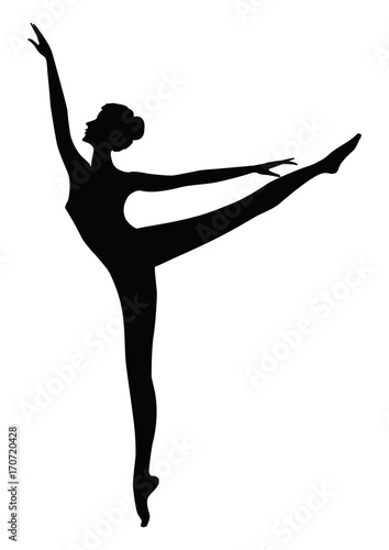 Gymnast, female black silhouette, aerobics, - isolated on white background - art creative abstract vector illustration.