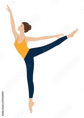 Sportswoman, dancer, stretching exercise, fitness, - isolated on white background - art creative abstract vector illustration.