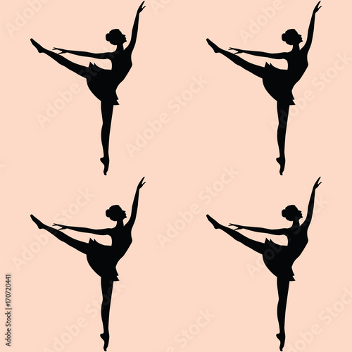 Pattern dancer, female black silhouette - light background - art creative abstract vector illustration.