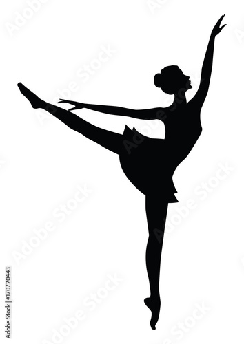 Dancer, female black silhouette, - isolated on white background - art creative abstract vector illustration.