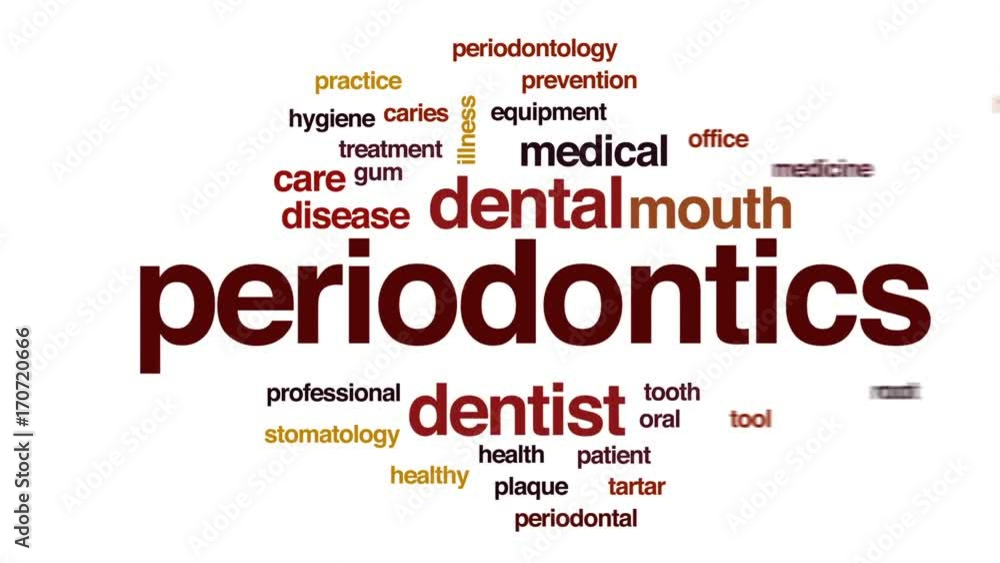 Periodontics animated word cloud, text design animation. Periodontics animated word cloud, text design animation.