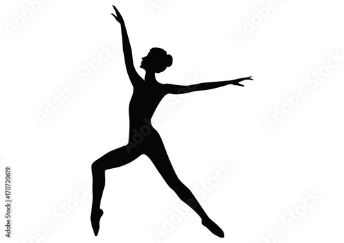 Female silhouette - sports dancing, fitness - sketch- black on white background - isolated - art creative modern vector