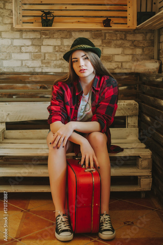Portrait of a young hipsters girl .