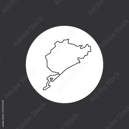 Nürburgring, Nordschleife, Streckenverlauf - Icon, Symbol, Piktogramm, Bildmarke, Logo, grafisches Element - schwarz, Hintergrund/Rahmen, rund, grau, dunkel - Web, Druck - Vektor