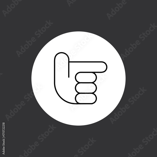 Hand, Zeigefinger - Icon, Symbol, Piktogramm, Bildmarke, Logo, grafisches Element - schwarz, Hintergrund/Rahmen, rund, grau, dunkel - Web, Druck - Vektor