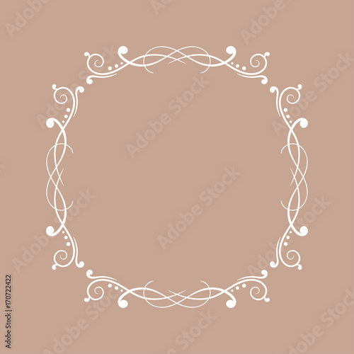 Round white floral ornament on beige background