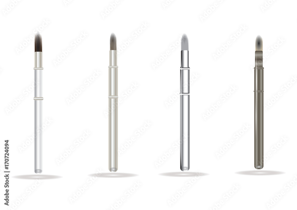Set of cosmetic brushes isolated on white background - art creative vector Set of cosmetic brushes isolated on white background - art creative vector