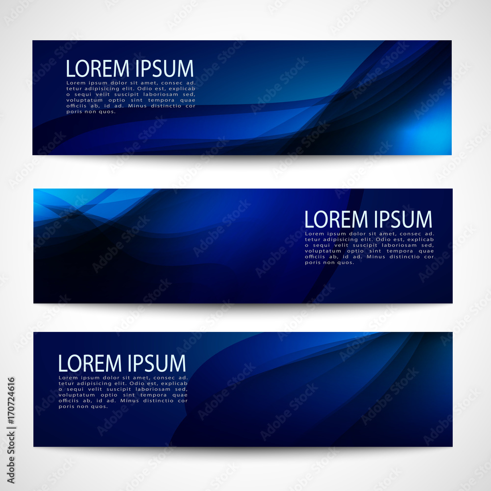 Abstract header dark blue wave black background vector design