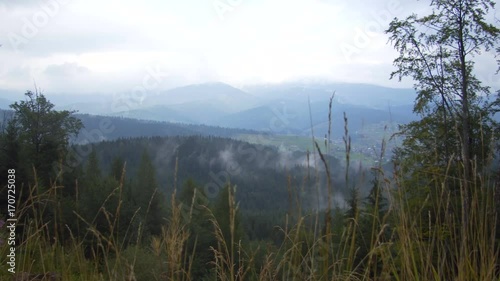 Mountain landscape to the village from the top of the mountain