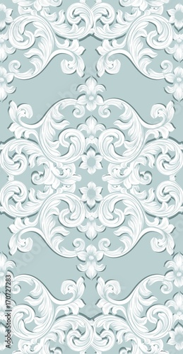 Fototapeta Naklejka Na Ścianę i Meble -  Luxury Baroque ornament background Vector. Rich imperial intricate elements. Victorian Royal style pattern