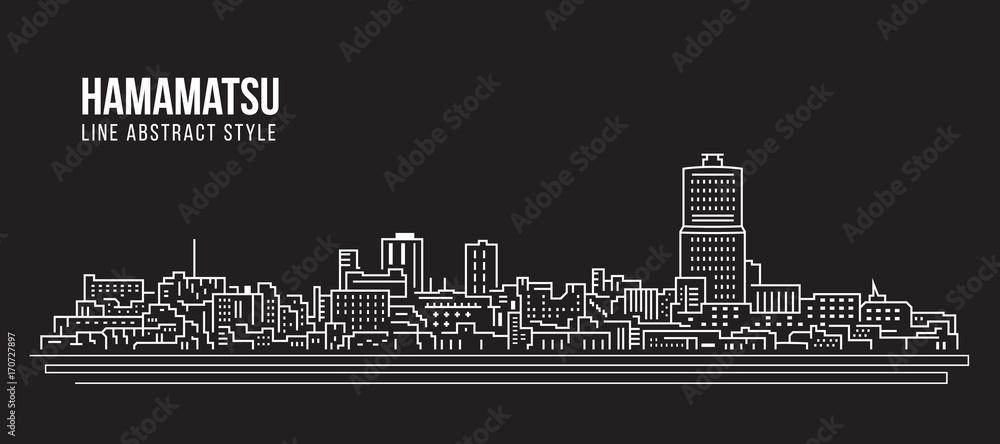 Cityscape Building Line art Vector Illustration design - Hamamatsu city