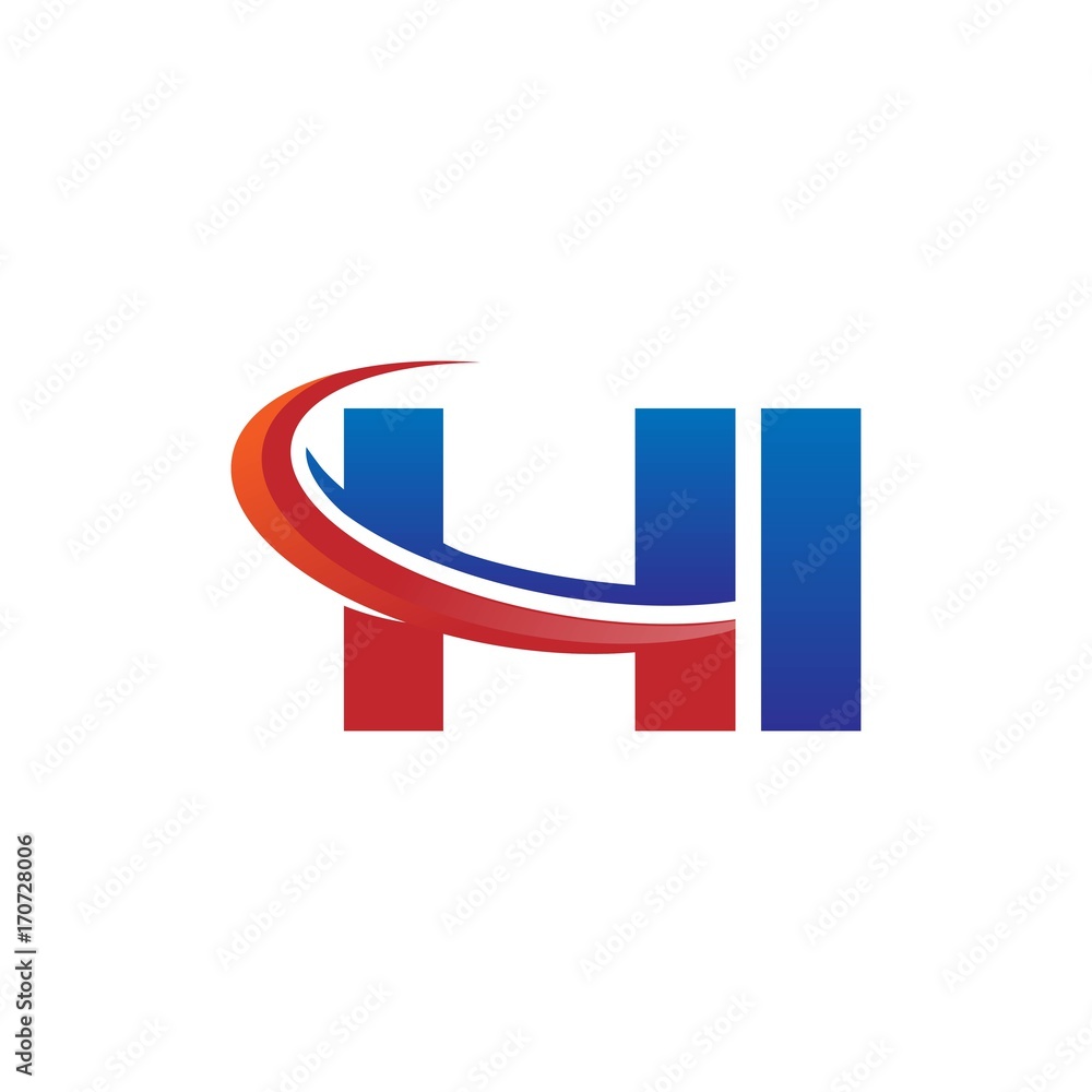 modern vector initial letters logo swoosh hi red blue modern vector initial letters logo swoosh hi red blue