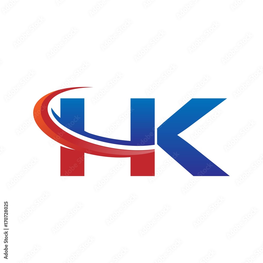modern vector initial letters logo swoosh hk red blue modern vector initial letters logo swoosh hk red blue
