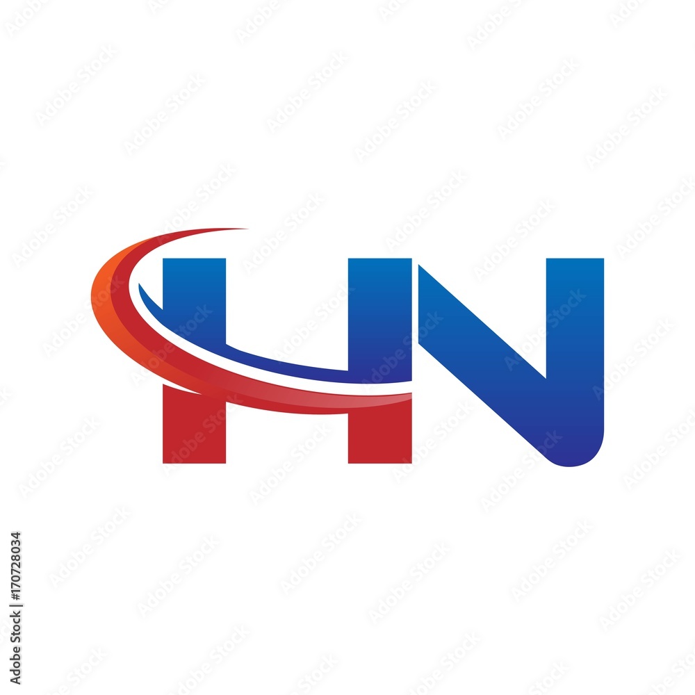 modern vector initial letters logo swoosh hn red blue modern vector initial letters logo swoosh hn red blue