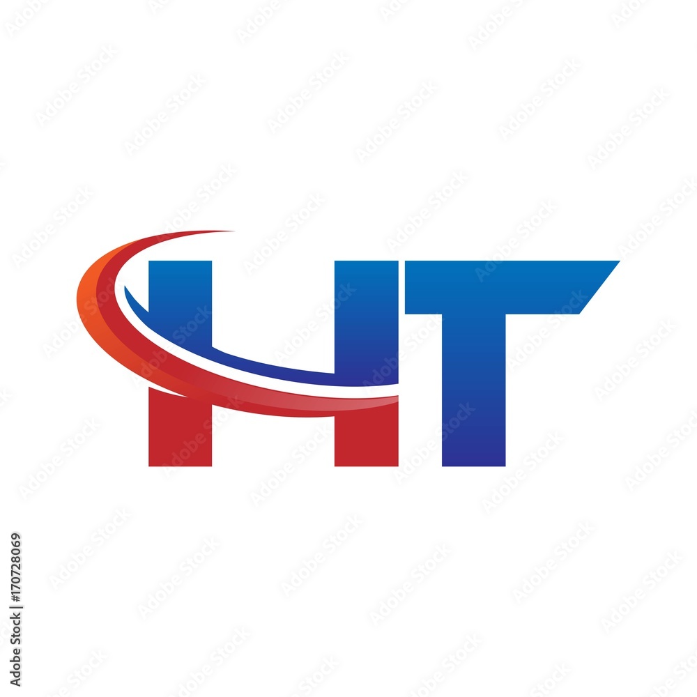 modern vector initial letters logo swoosh ht red blue modern vector initial letters logo swoosh ht red blue