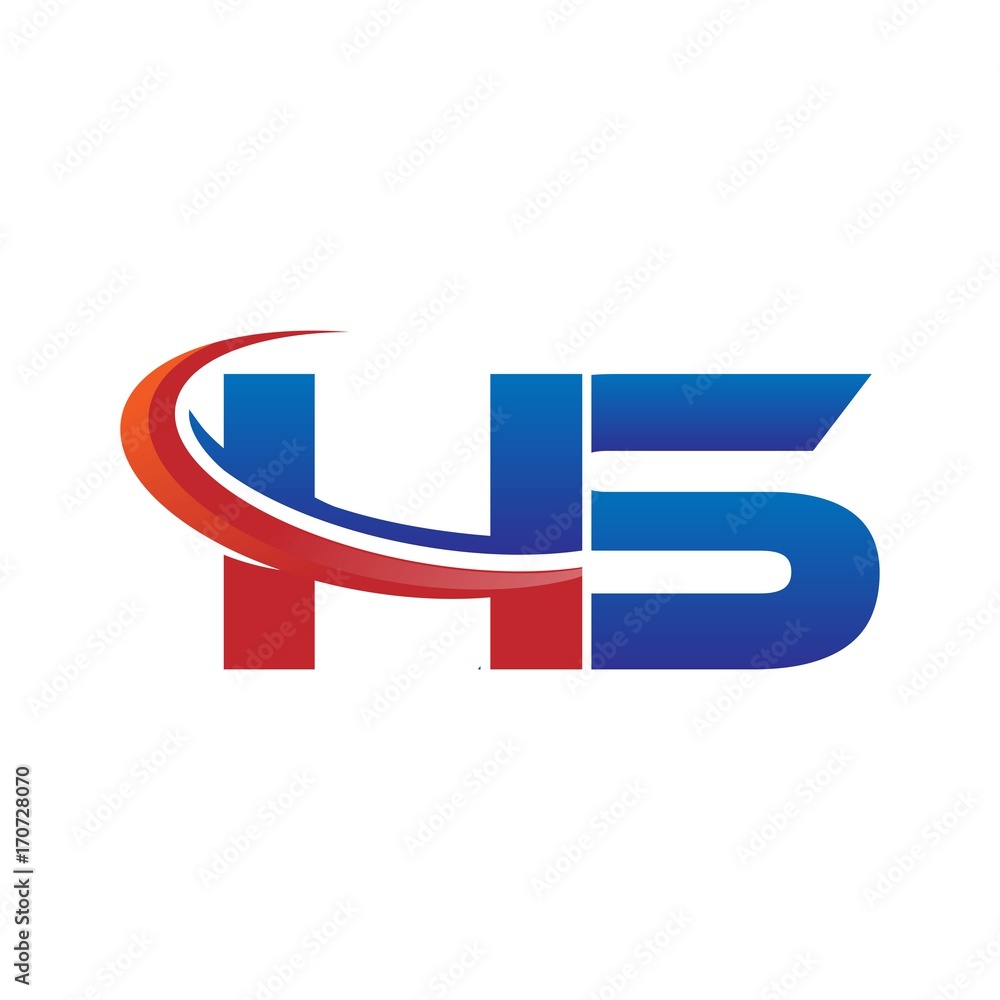 modern vector initial letters logo swoosh hs red blue modern vector initial letters logo swoosh hs red blue