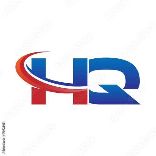 modern vector initial letters logo swoosh hq red blue