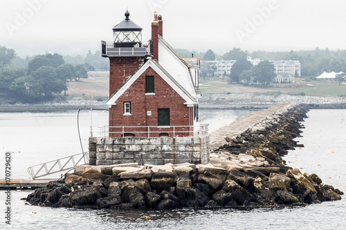 Rockland Breakwater Lighthouse from the water in Maine photo