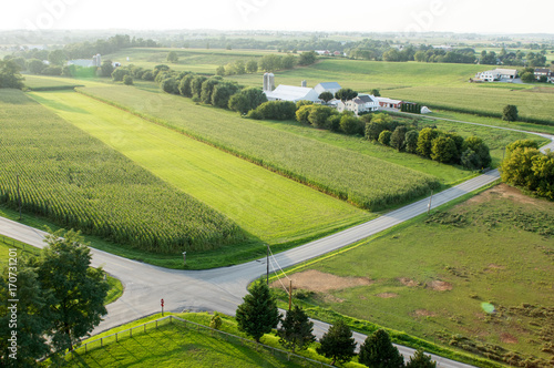 Road Intersection and Farmland Aerial