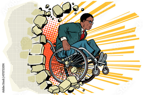 African Businessman in a wheelchair. Disabilities and health