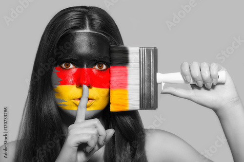Bilde på lerret Female supporter in national colors of Germany