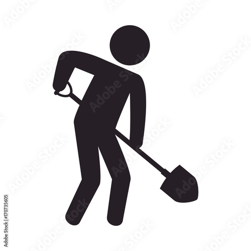 worker with shovel silhouette vector illustration design